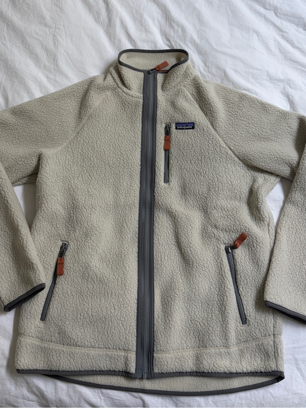 Patagonia Men’s Cream Full‑Zip Pile Fleece Jacket
